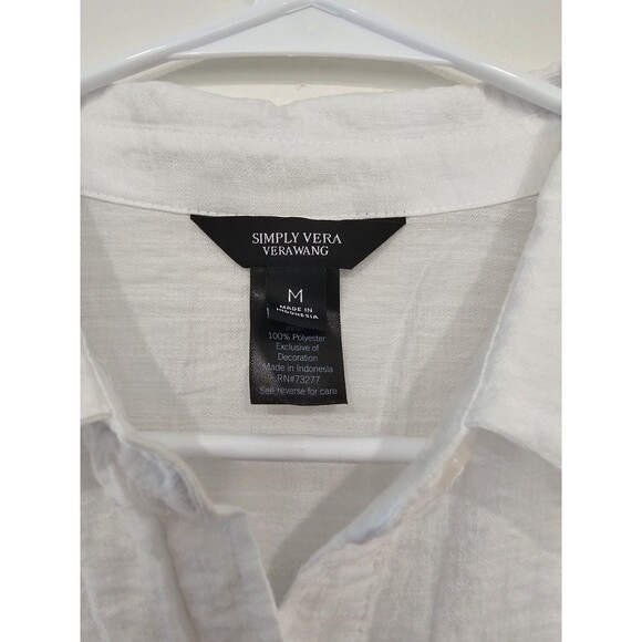 Simply Vera Vera Wang Women's White Short Sleeve Shirt Dress With Pockets Size M - Picture 3 of 8